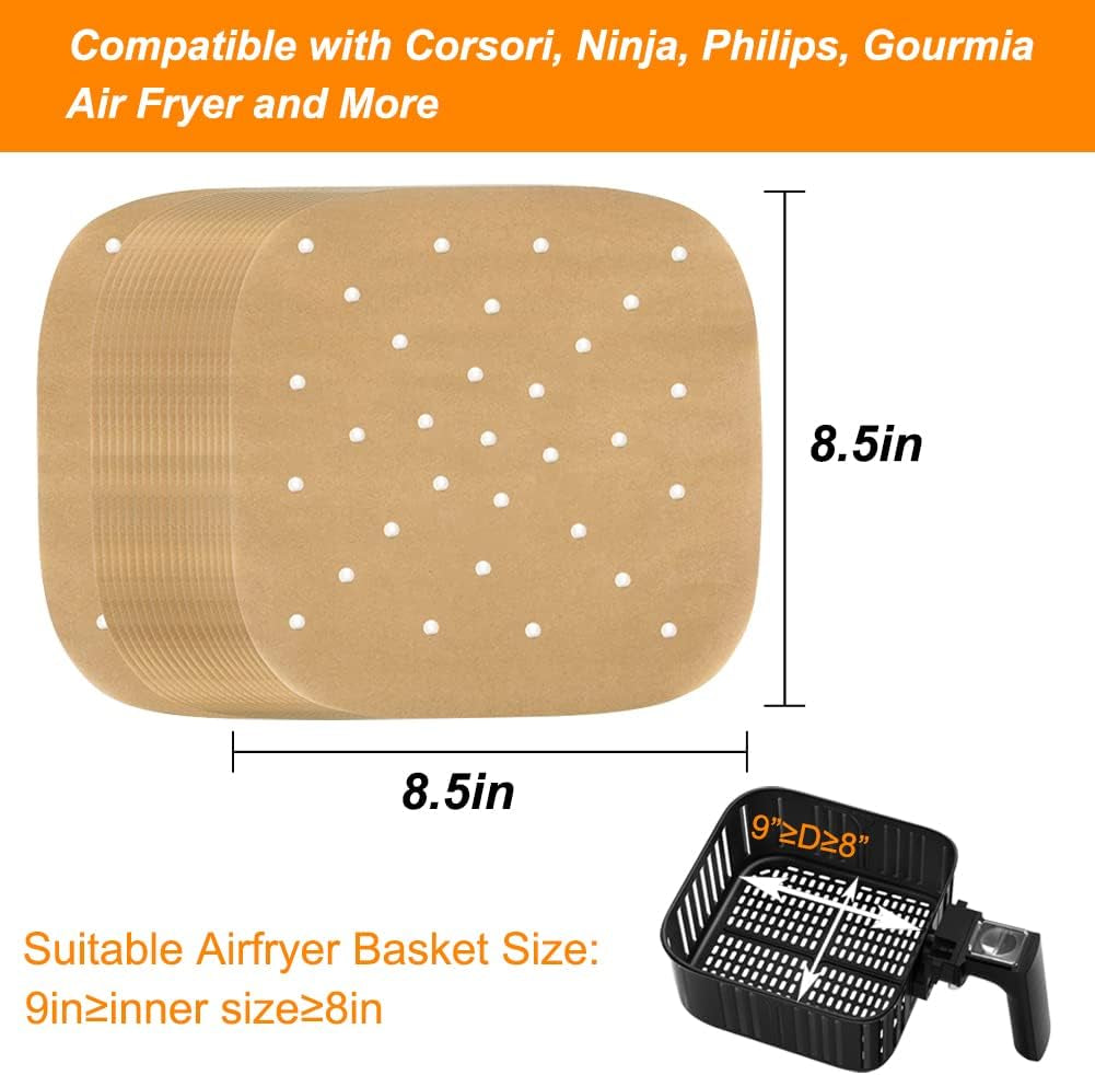 Perforated 8.5 Inch Air Fryer Parchment Paper Liners, 200Pcs