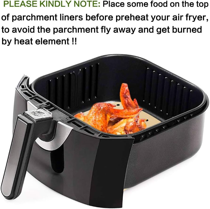 Perforated 8.5 Inch Air Fryer Parchment Paper Liners, 200Pcs